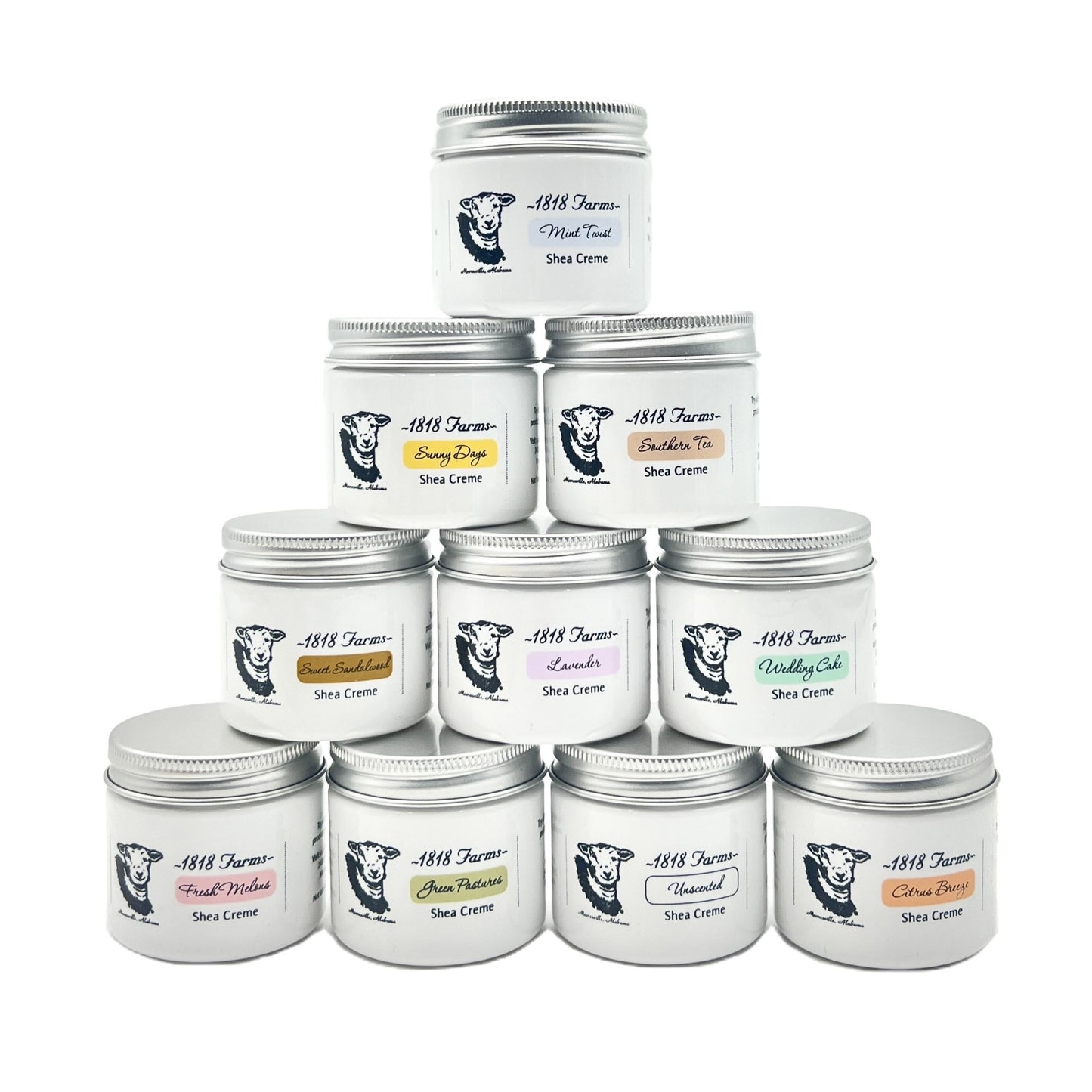 Complete "All 10" Shea Creme Gift Set (2 fl oz jar sizes) Gift Basket 1818 Farms