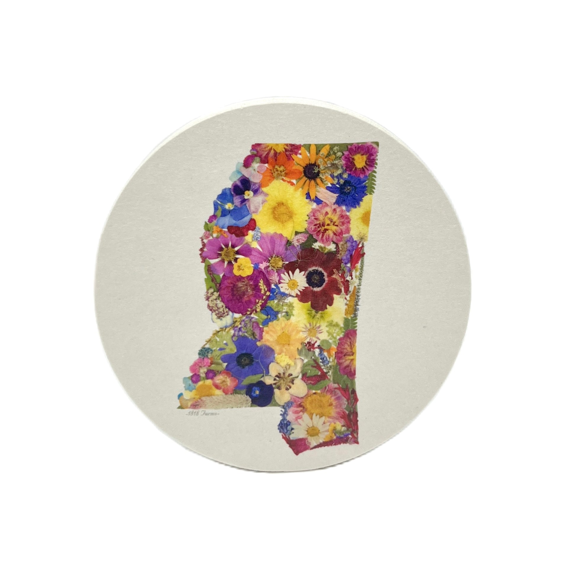 State Themed Drink Coasters (Set of 6)  - "Where I Bloom" Collection Coaster 1818 Farms Mississippi  