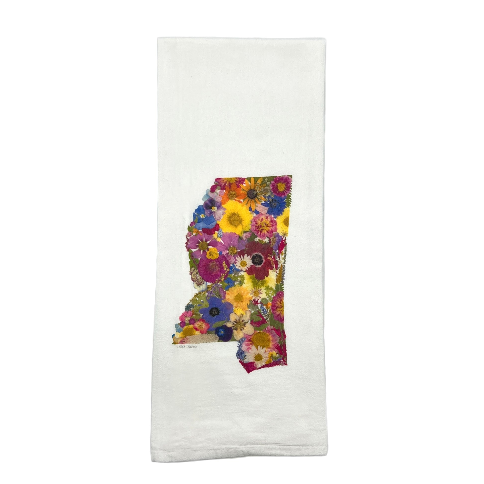 State Themed Flour Sack Towel  - "Where I Bloom" Collection Towel 1818 Farms Mississippi  