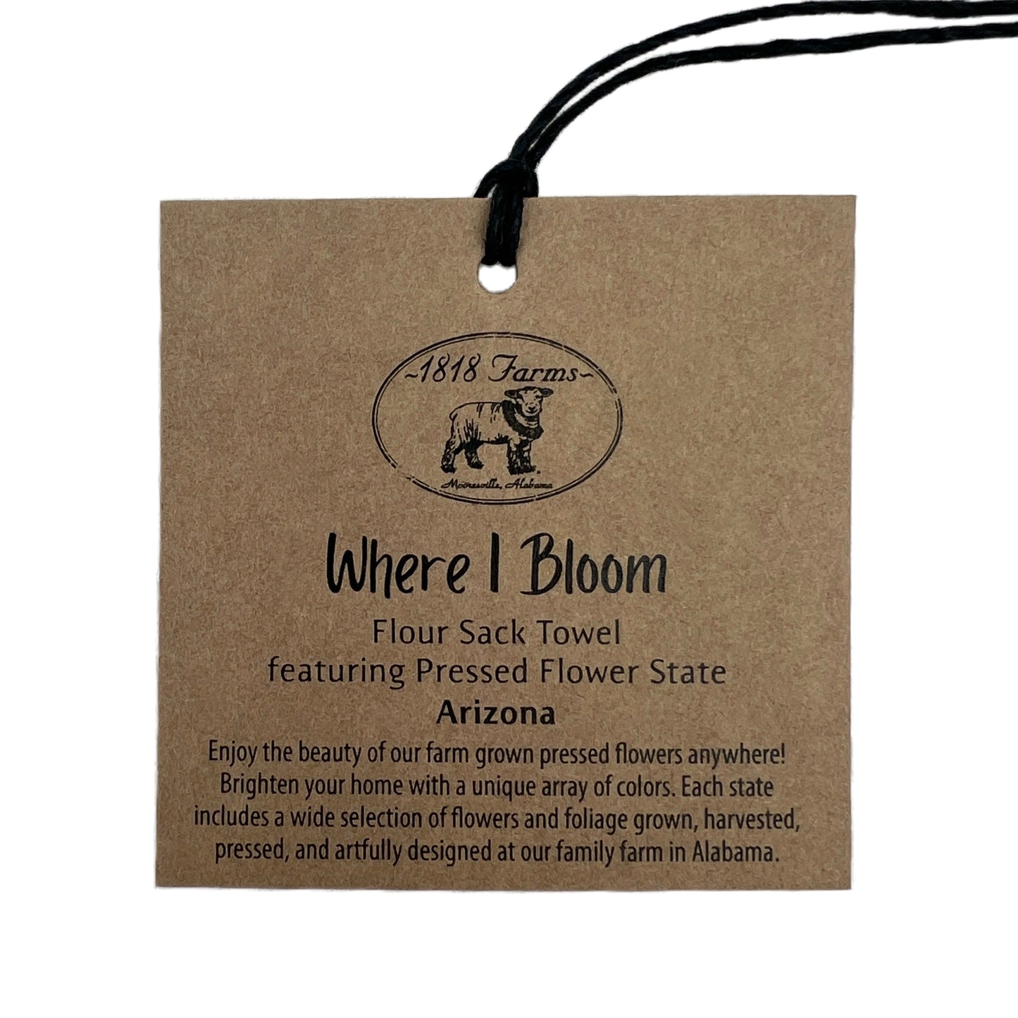 Arizona Themed Flour Sack Towel - "Where I Bloom" Collection Towel 1818 Farms