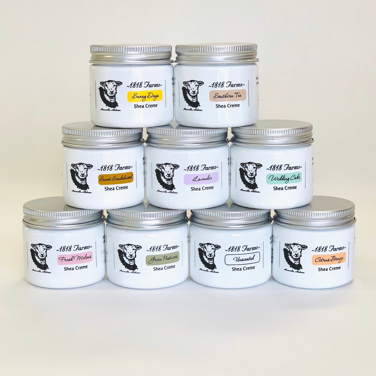 Shea Creme Sampler Box (2 fl oz jar sizes) Gift Basket 1818 Farms