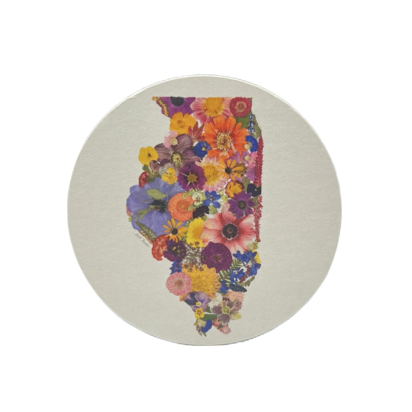 State Themed Drink Coasters (Set of 6)  - "Where I Bloom" Collection Coaster 1818 Farms Illinois  