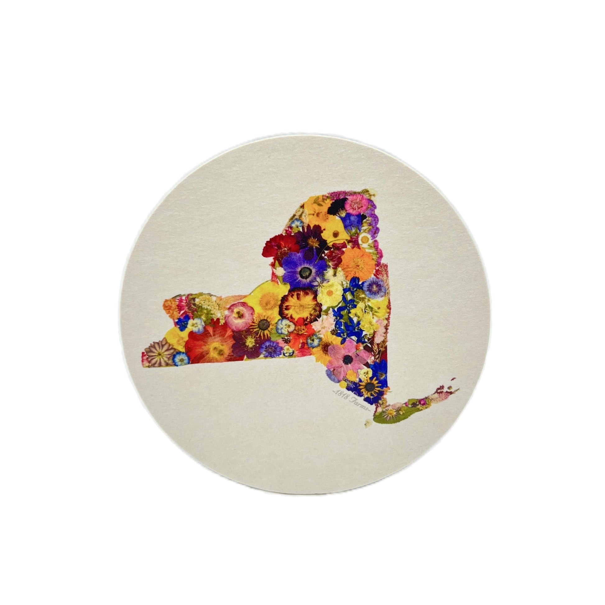 State Themed Drink Coasters (Set of 6)  - "Where I Bloom" Collection Coaster 1818 Farms New York  