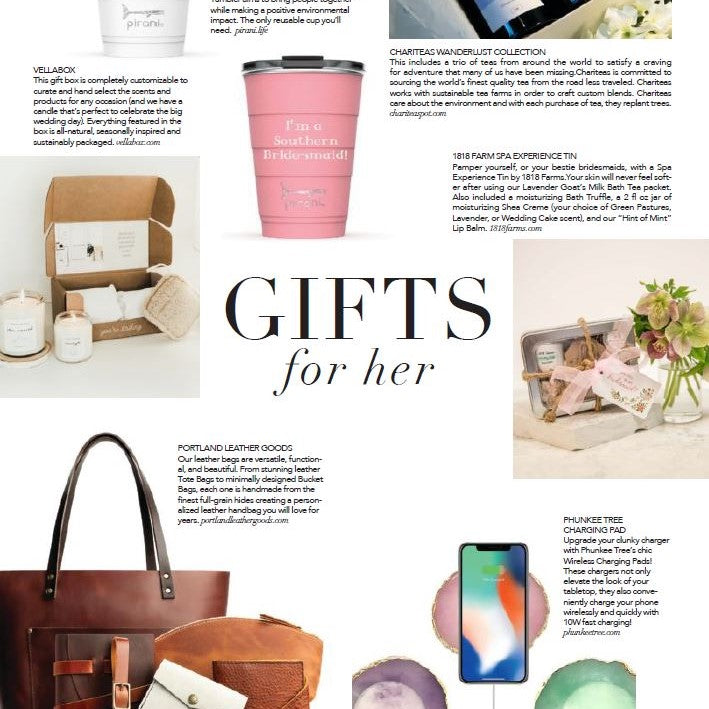 1818 Farms Spa Experience Tin Featured in Southern Bride Magazine's "Gifts for Her"
