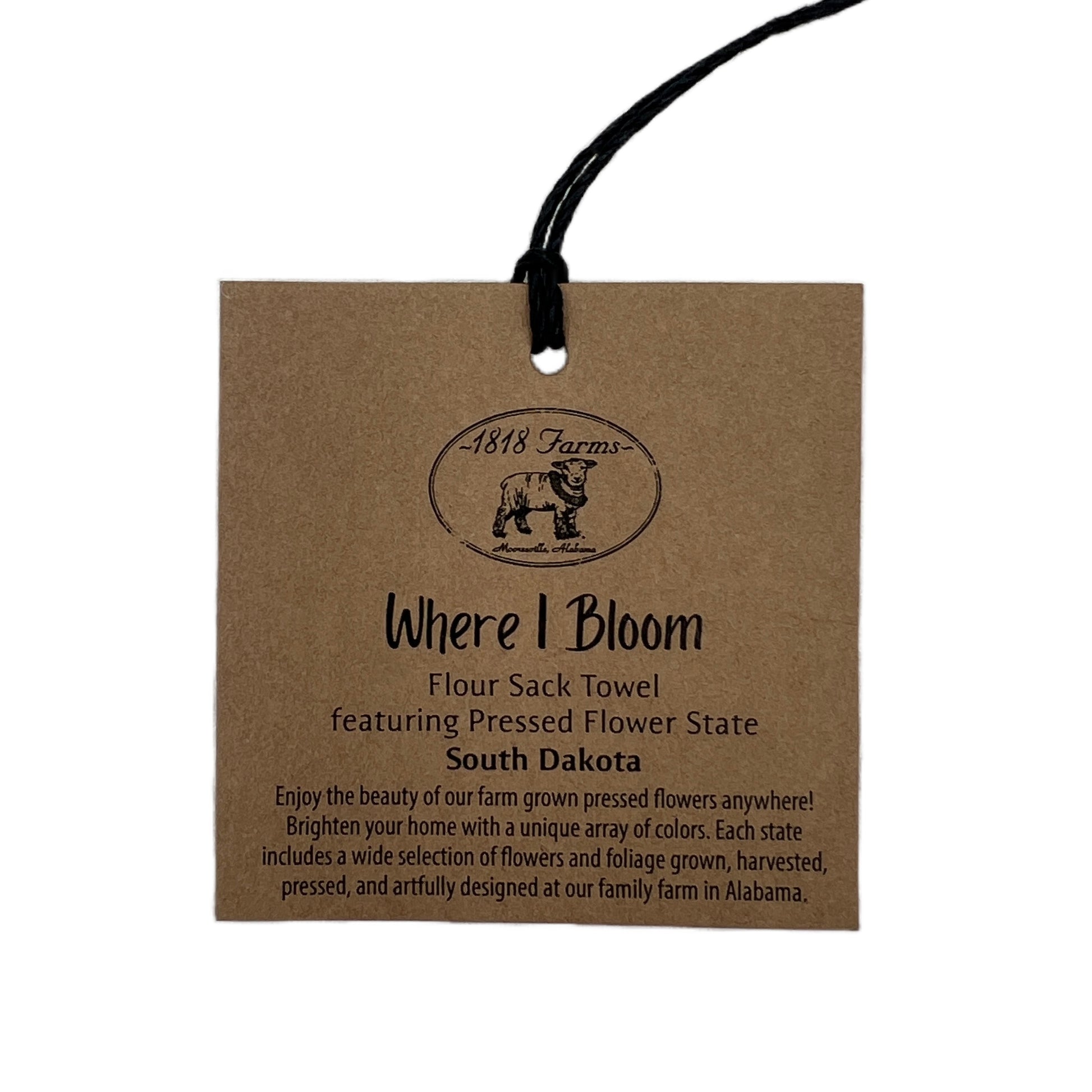 South Dakota Themed Flour Sack Towel  - "Where I Bloom" Collection Towel 1818 Farms   