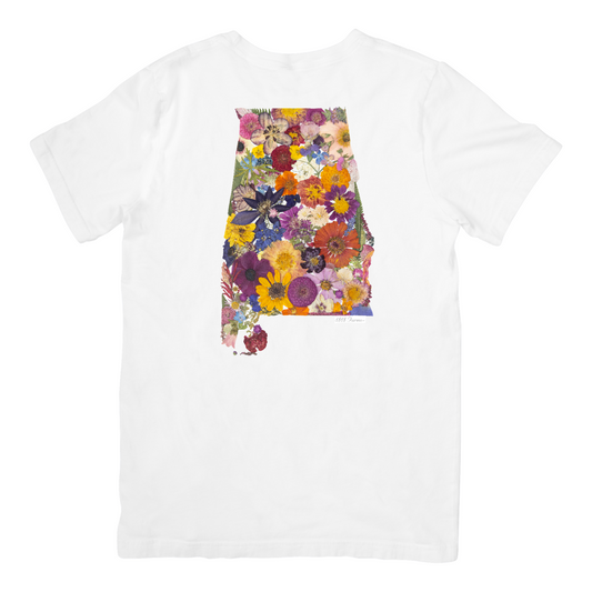 State Themed Comfort Colors Tshirt - "Where I Bloom" Collection TShirt 1818 Farms Alabama White Small