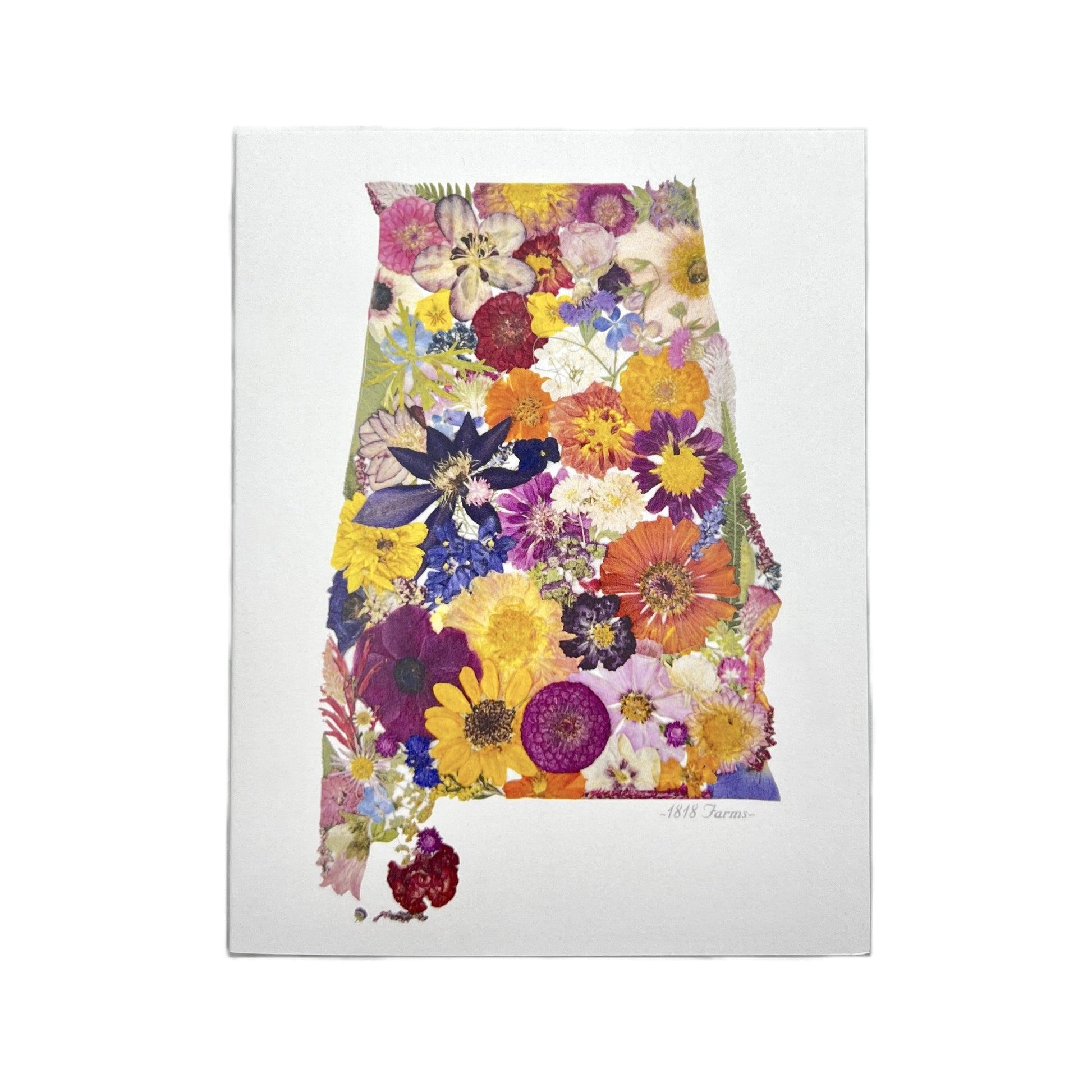 Alabama Themed Notecards (Set of 6) Featuring Dried, Pressed Flowers - "Where I Bloom" Collection Notecard 1818 Farms   