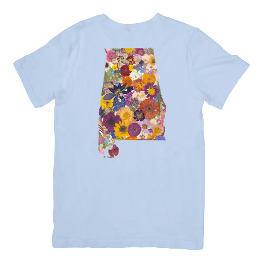 State Themed Comfort Colors Tshirt - "Where I Bloom" Collection TShirt 1818 Farms Alabama Chambray Blue Small