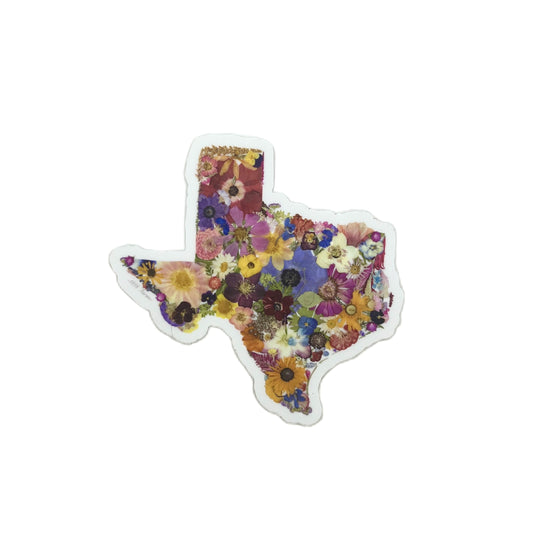 Texas Themed Vinyl Sticker Featuring Dried, Pressed Flowers - "Where I Bloom" Collection Vinyl Sticker 1818 Farms   