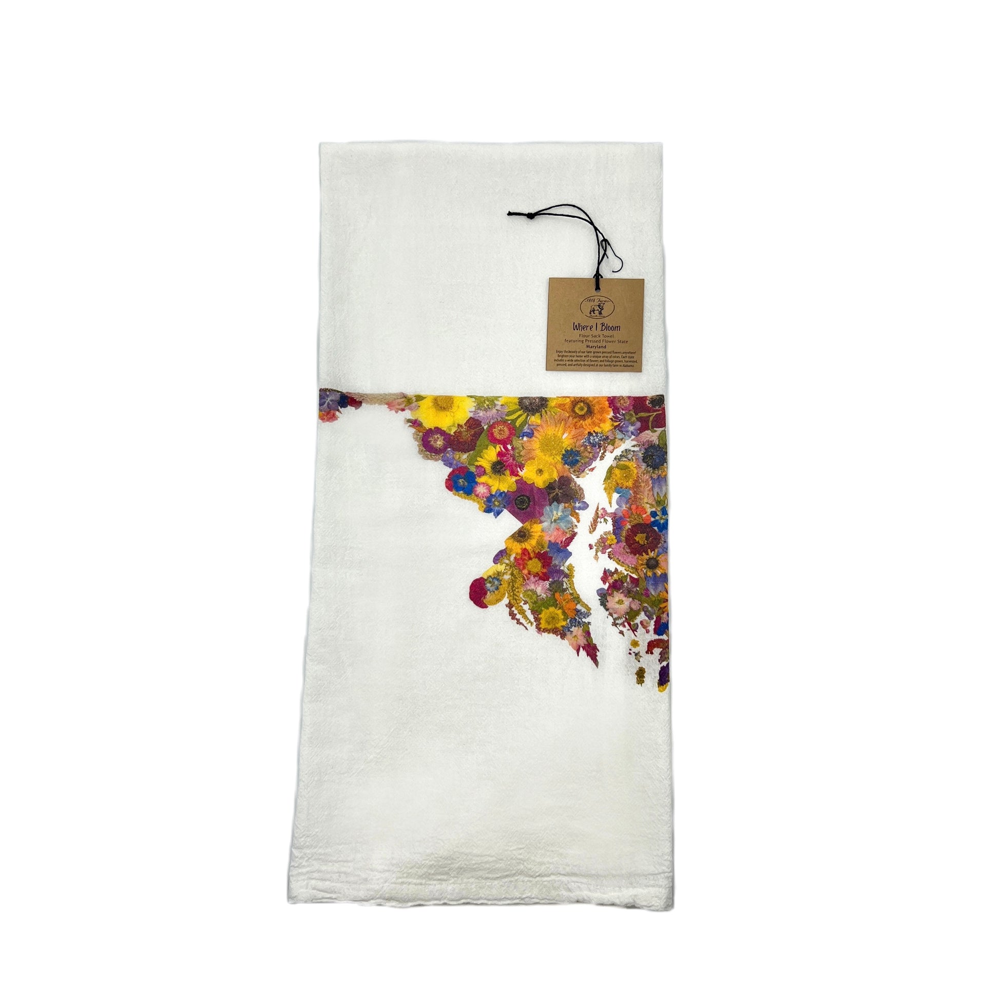 Maryland Themed Flour Sack Towel  - "Where I Bloom" Collection Towel 1818 Farms   