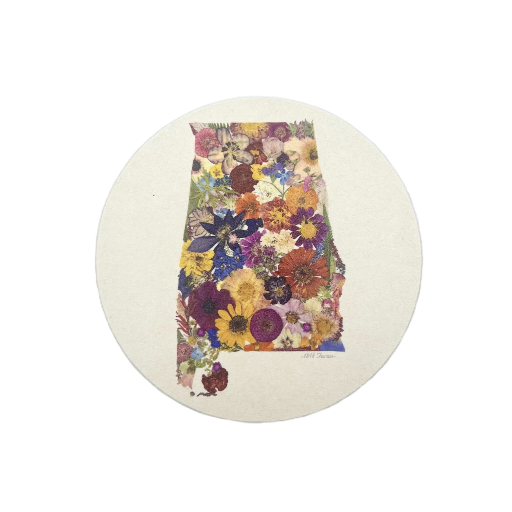 State Themed Drink Coasters (Set of 6) Featuring Dried, Pressed Flowers - "Where I Bloom" Collection Coaster 1818 Farms Alabama  