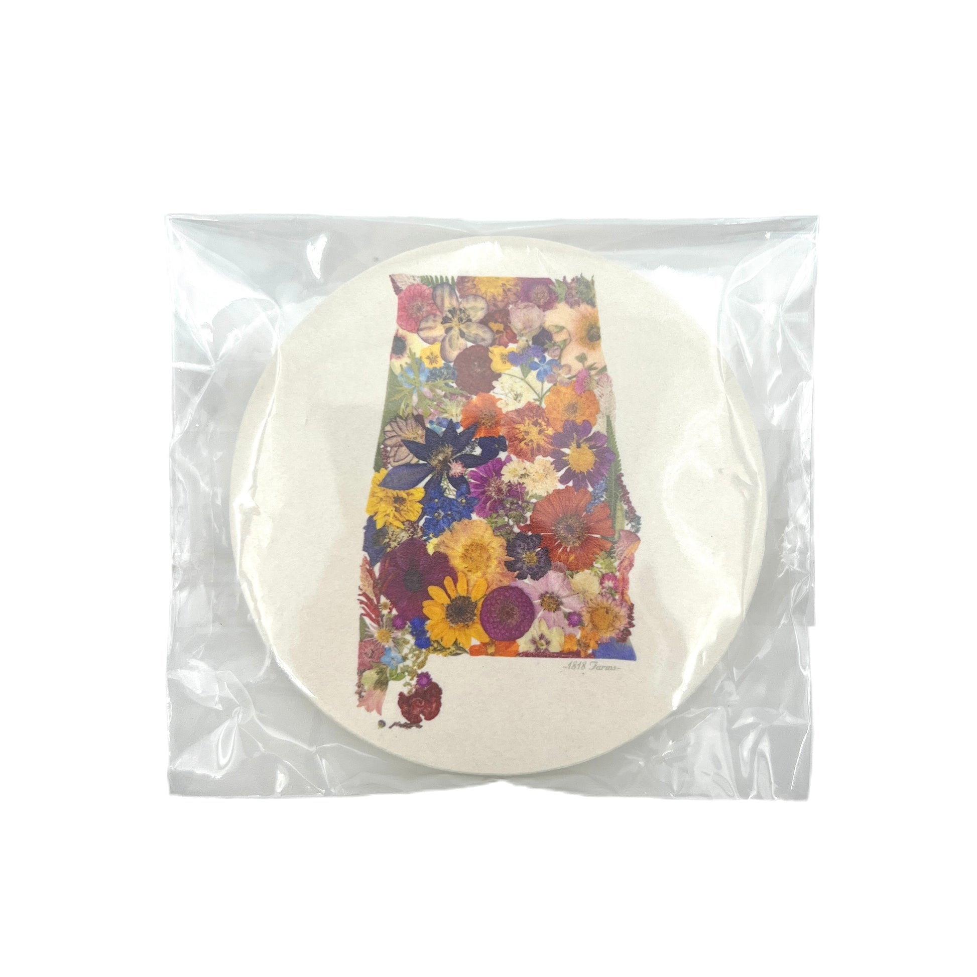 Alabama Themed Coasters (Set of 6) Featuring Dried, Pressed Flowers - "Where I Bloom" Collection Coaster 1818 Farms   
