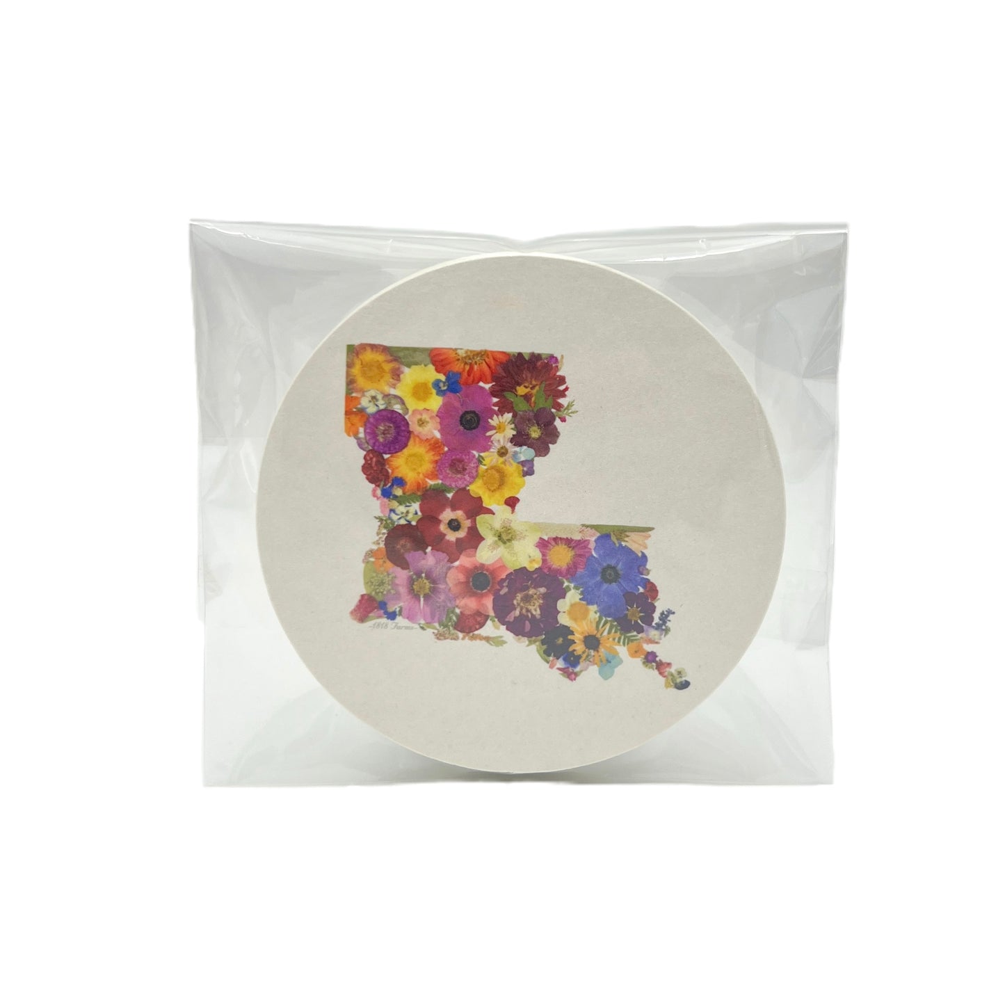 Louisiana Themed Coasters (Set of 6) Featuring Dried, Pressed Flowers - "Where I Bloom" Collection Coaster 1818 Farms   
