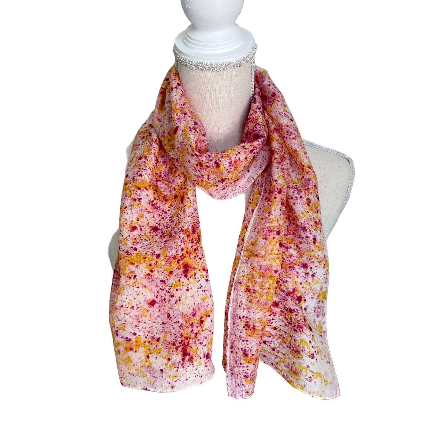 Silk Scarf | "Madelynn" Cochineal/Cosmo/Marigold