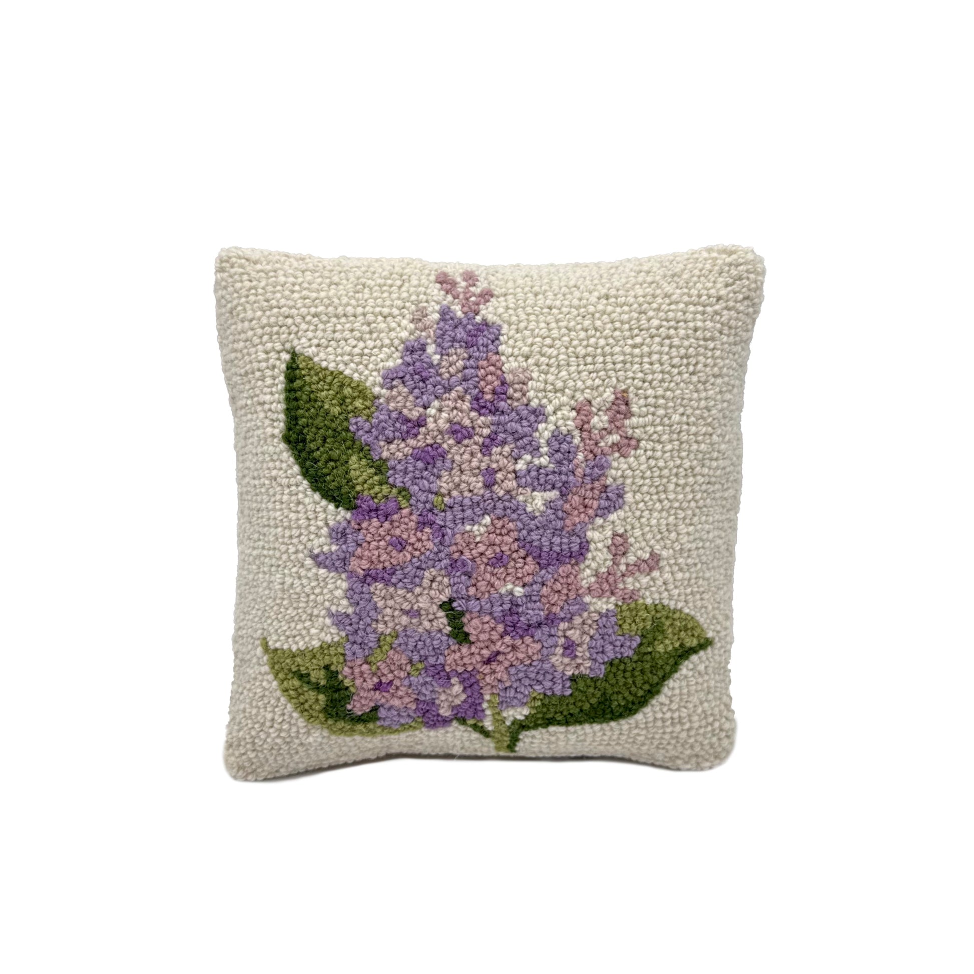 Lilac Wool Hooked Pillow Pillow 1818 Farms
