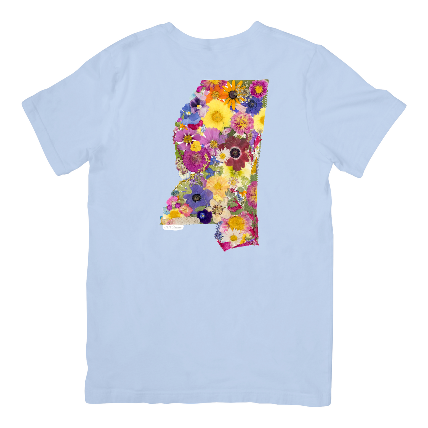 State Themed Comfort Colors Tshirt - "Where I Bloom" Collection TShirt 1818 Farms Mississippi Chambray Blue Small