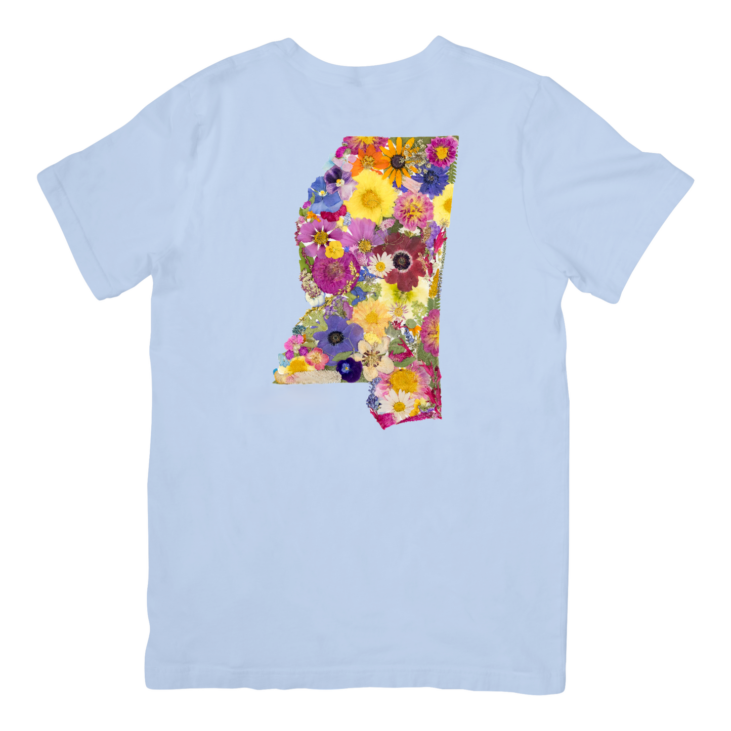 State Themed Comfort Colors Tshirt - "Where I Bloom" Collection TShirt 1818 Farms Mississippi Chambray Blue Small