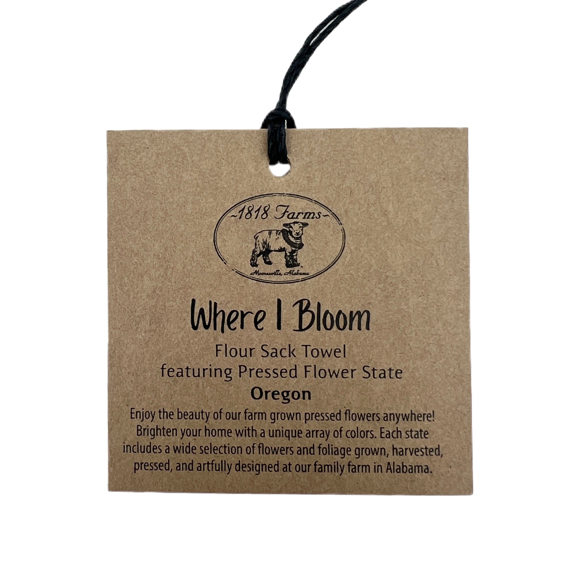 Oregon Themed Flour Sack Towel  - "Where I Bloom" Collection Towel 1818 Farms   