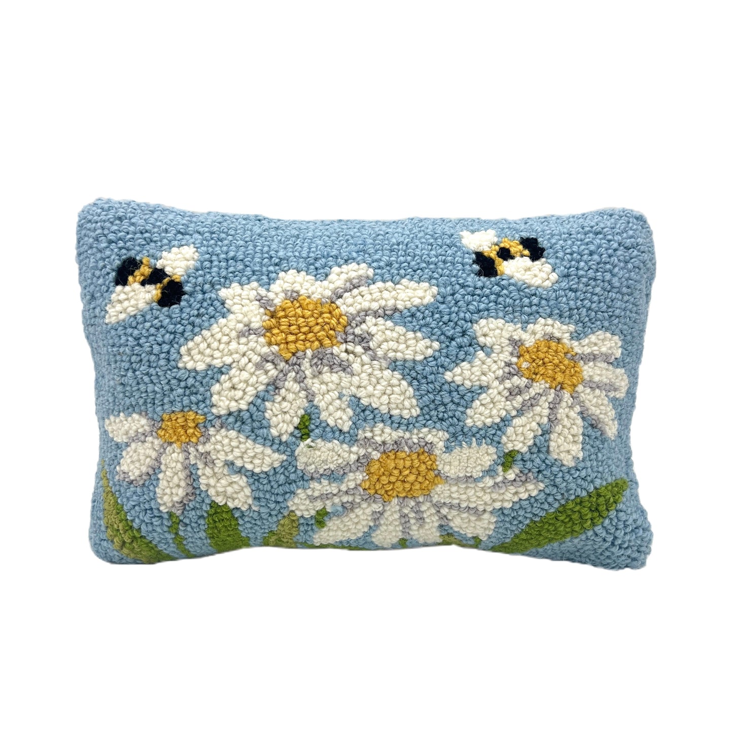 Daisies With Bees Wool Hooked Pillow Pillow 1818 Farms   