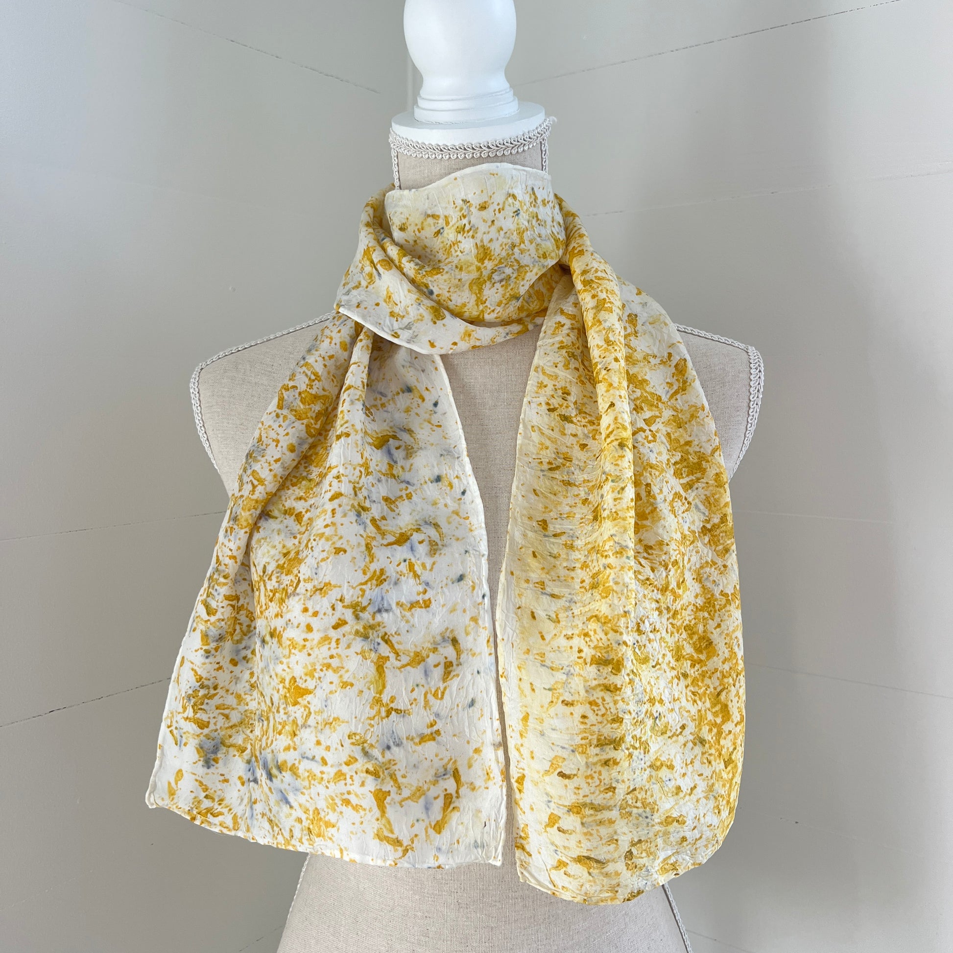 "Holly" Marigold/Hint of Bachelor Buttons Scarf 1818 Farms   
