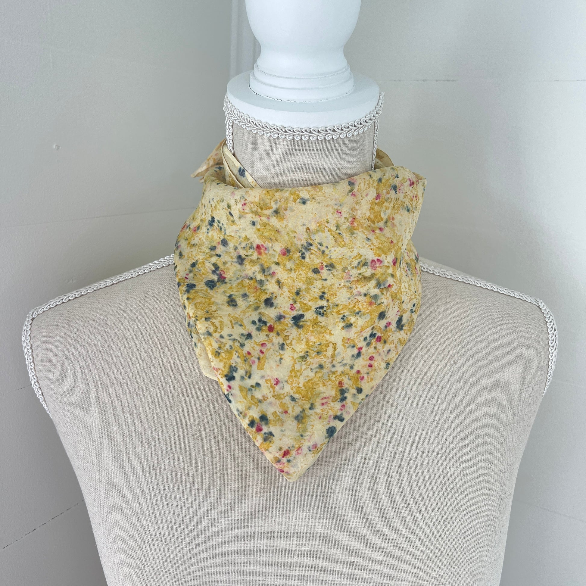 "Juniper" Marigold/Bachelor Buttons/Hint of Cochineal Scarf 1818 Farms   