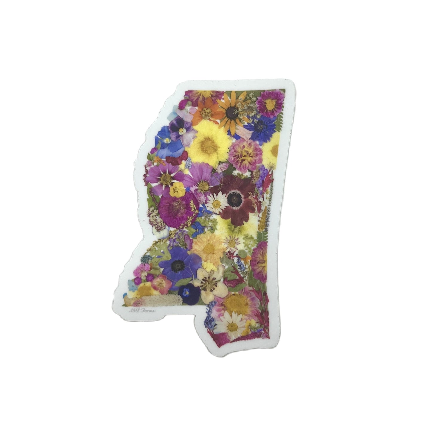 State Themed Vinyl Sticker Featuring Dried, Pressed Flowers - "Where I Bloom" Collection Vinyl Sticker 1818 Farms Mississippi  