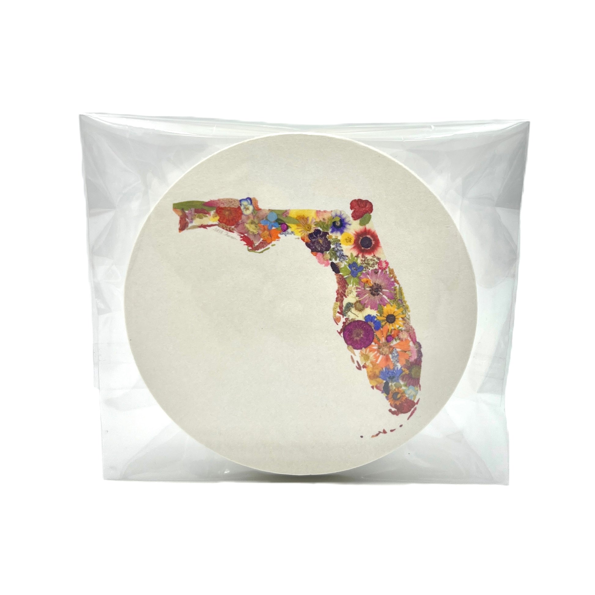 Florida Themed Coasters (Set of 6) Featuring Dried, Pressed Flowers - "Where I Bloom" Collection Coaster 1818 Farms   