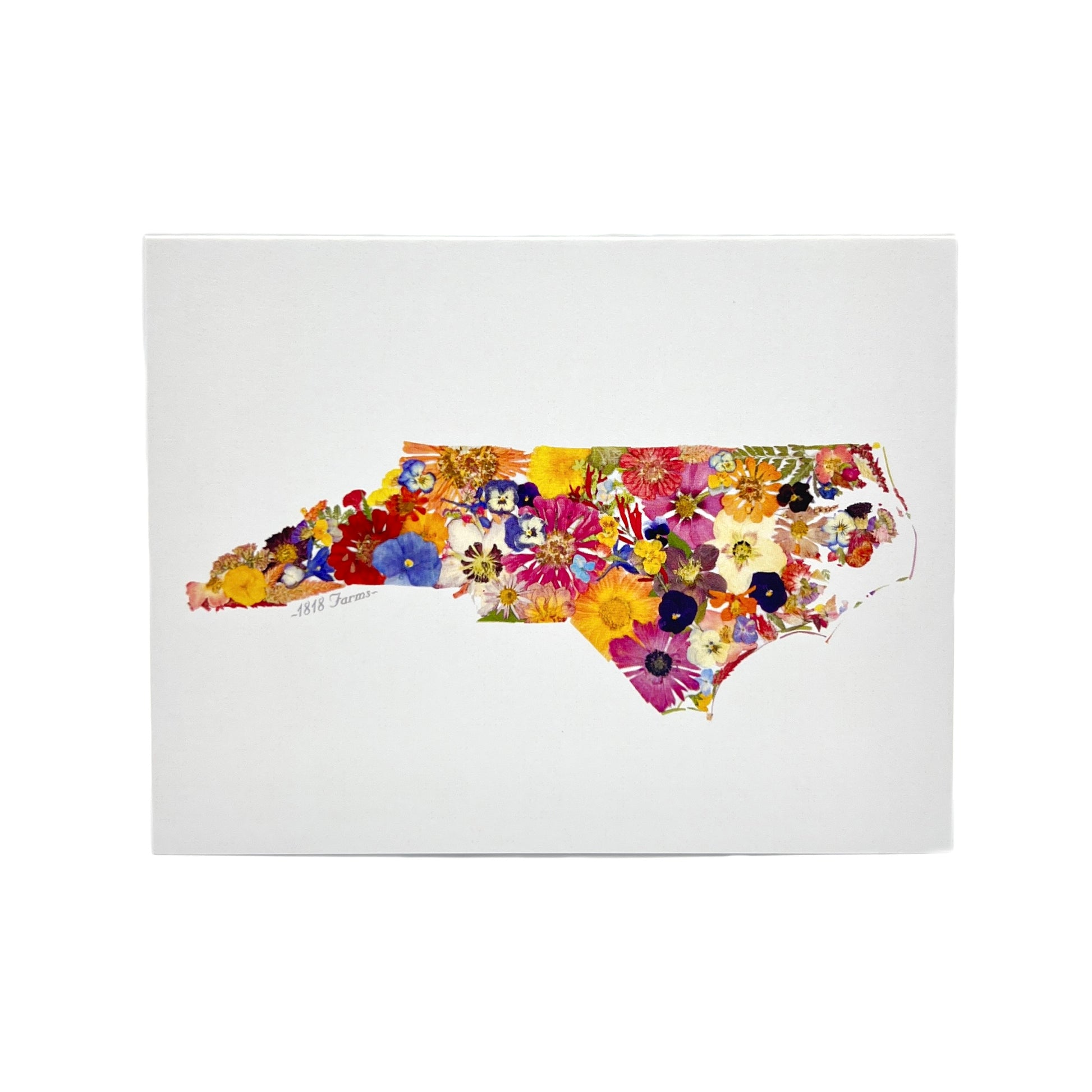 State Themed Notecards (Set of 6) Featuring Dried, Pressed Flowers - "Where I Bloom" Collection Notecard 1818 Farms North Carolina  