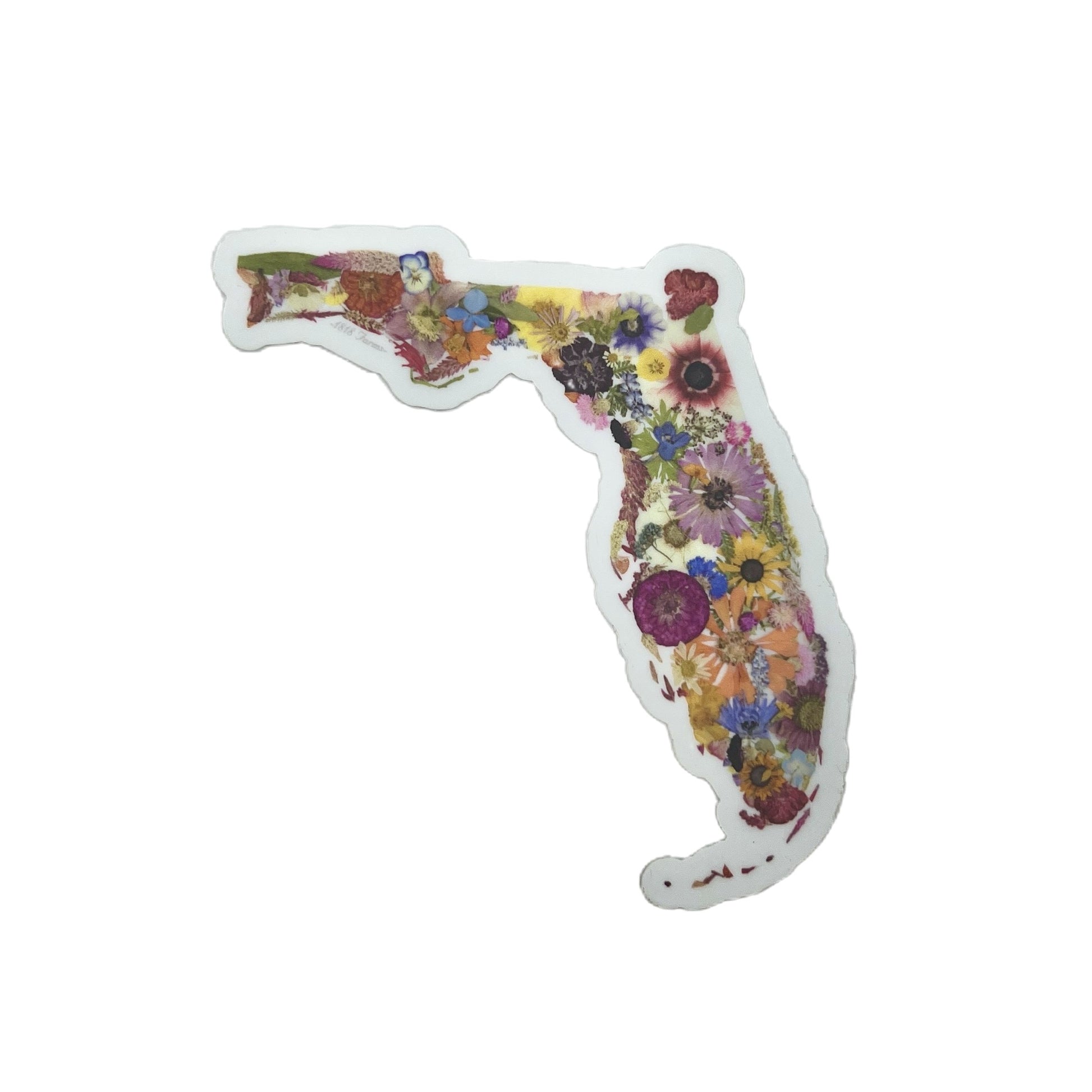 Florida Themed Vinyl Sticker Featuring Dried, Pressed Flowers - "Where I Bloom" Collection Vinyl Sticker 1818 Farms   