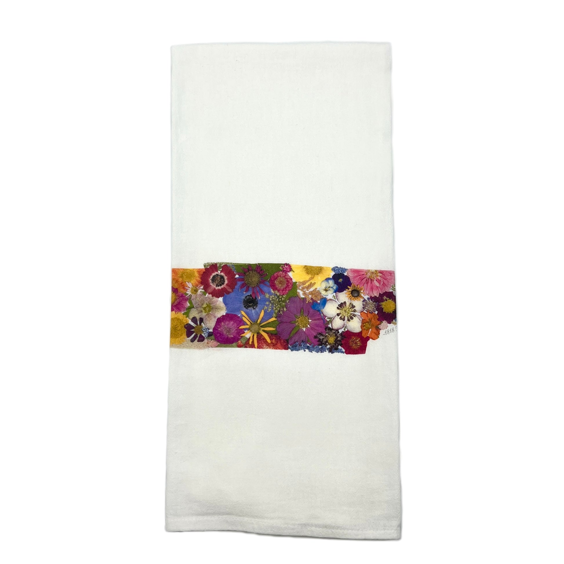 Tennessee Themed Flour Sack Towel Featuring Dried, Pressed Flowers - "Where I Bloom" Collection Towel 1818 Farms   