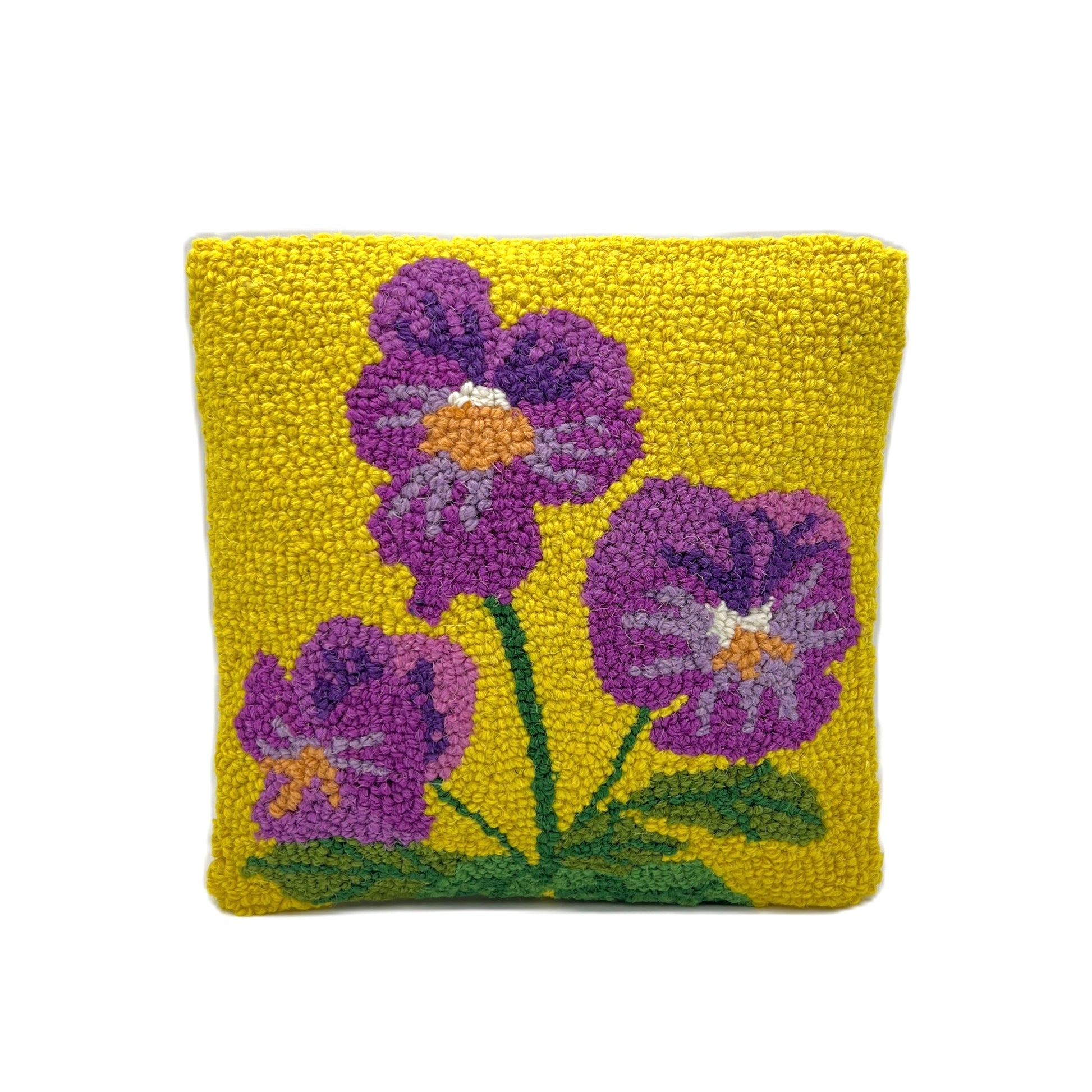 Pansy Wool Hooked Pillow Pillow 1818 Farms   