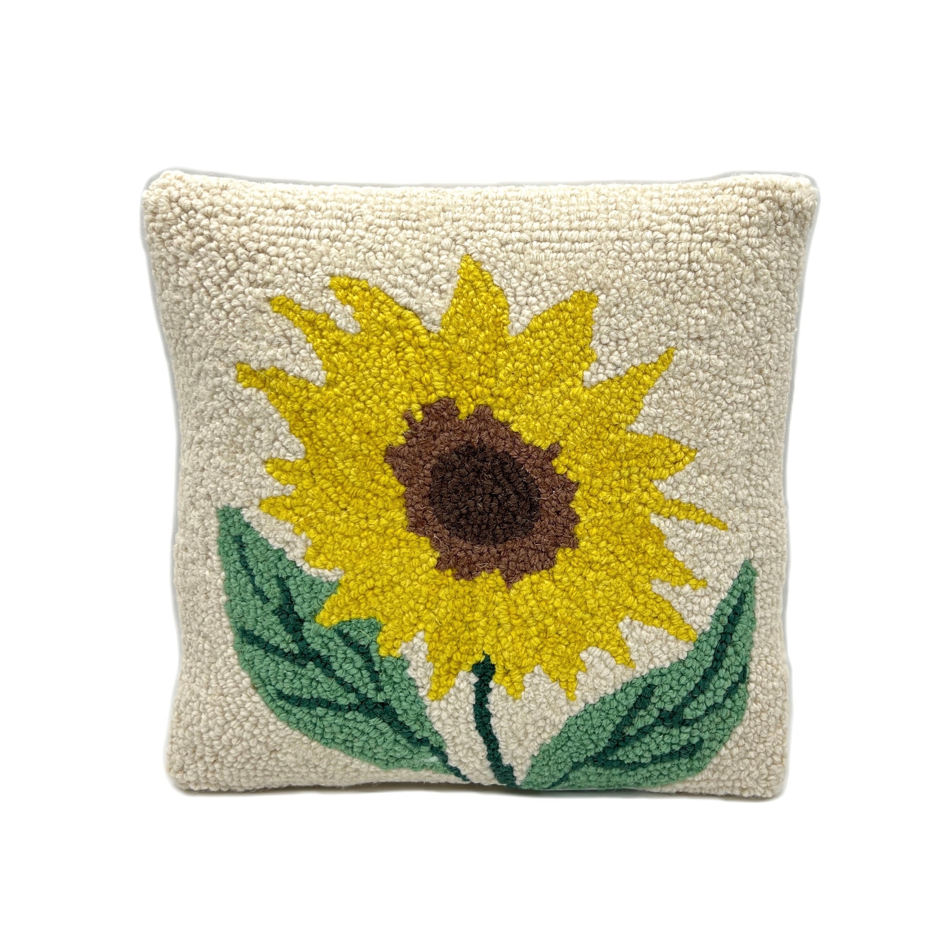 Sunflower Wool Hooked Pillow Pillow 1818 Farms   