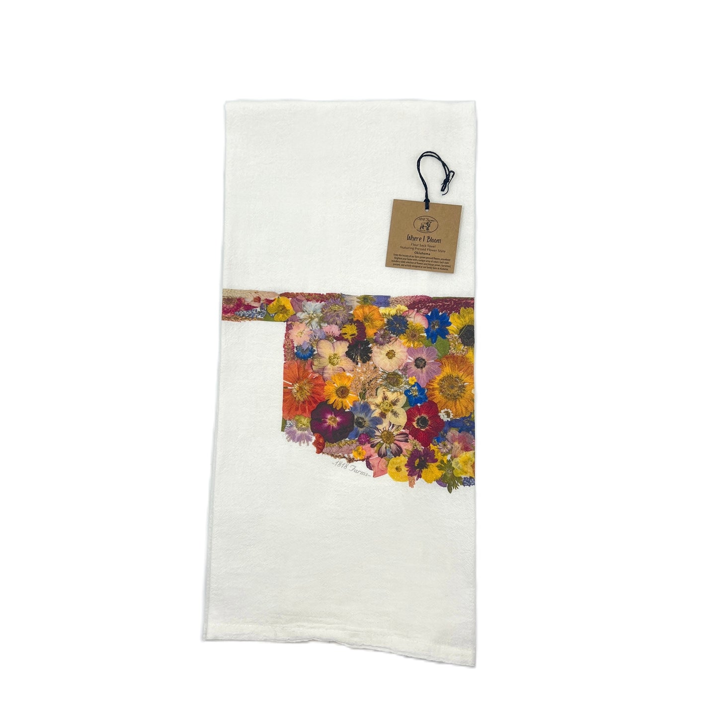 Oklahoma Themed Flour Sack Towel  - "Where I Bloom" Collection Towel 1818 Farms   