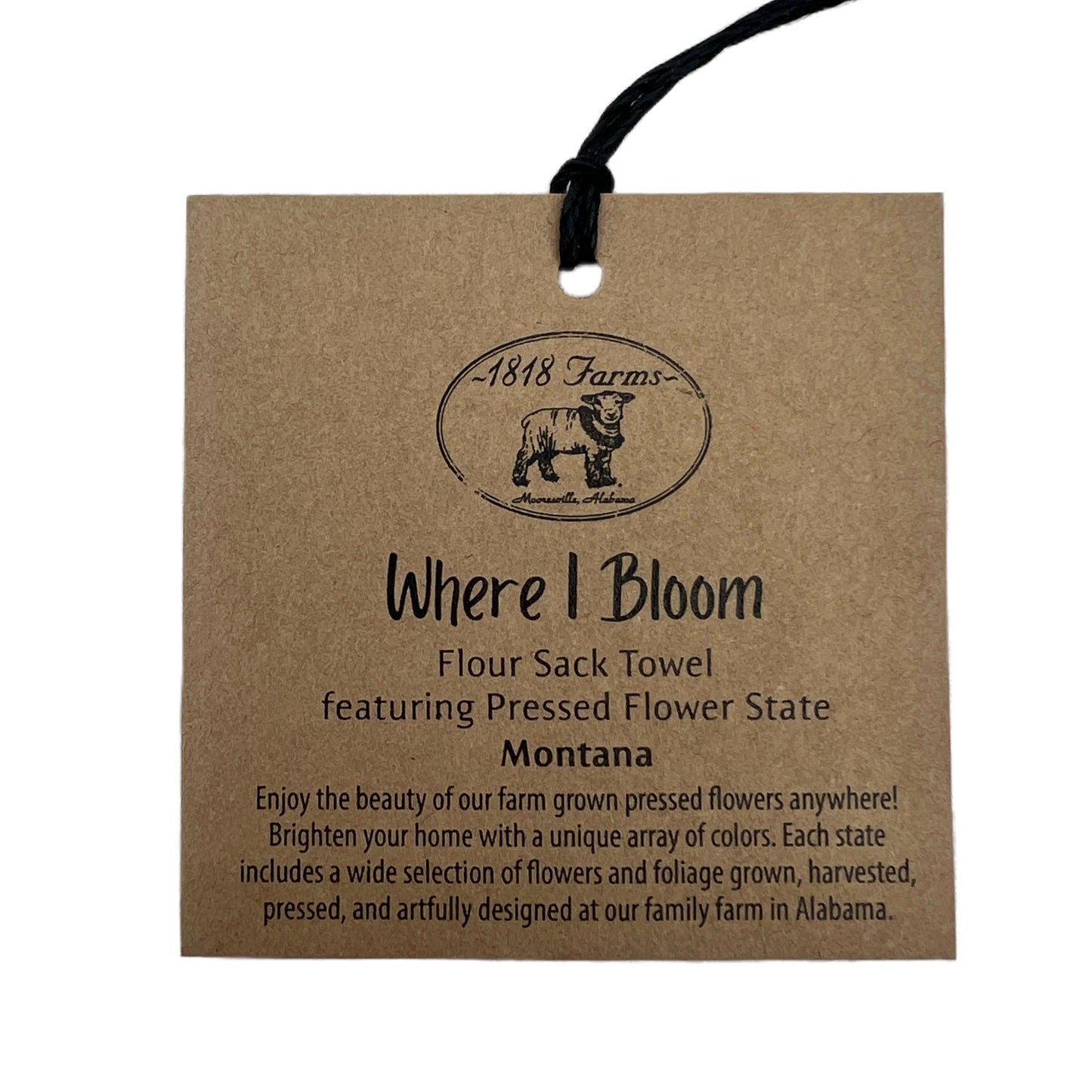 Montana Themed Flour Sack Towel  - "Where I Bloom" Collection Towel 1818 Farms   