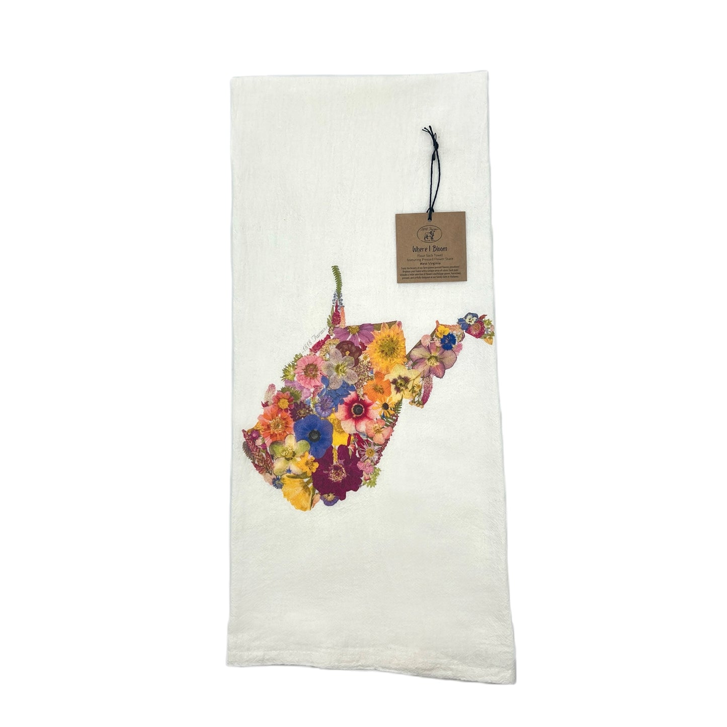 West Virginia Themed Flour Sack Towel  - "Where I Bloom" Collection Towel 1818 Farms   