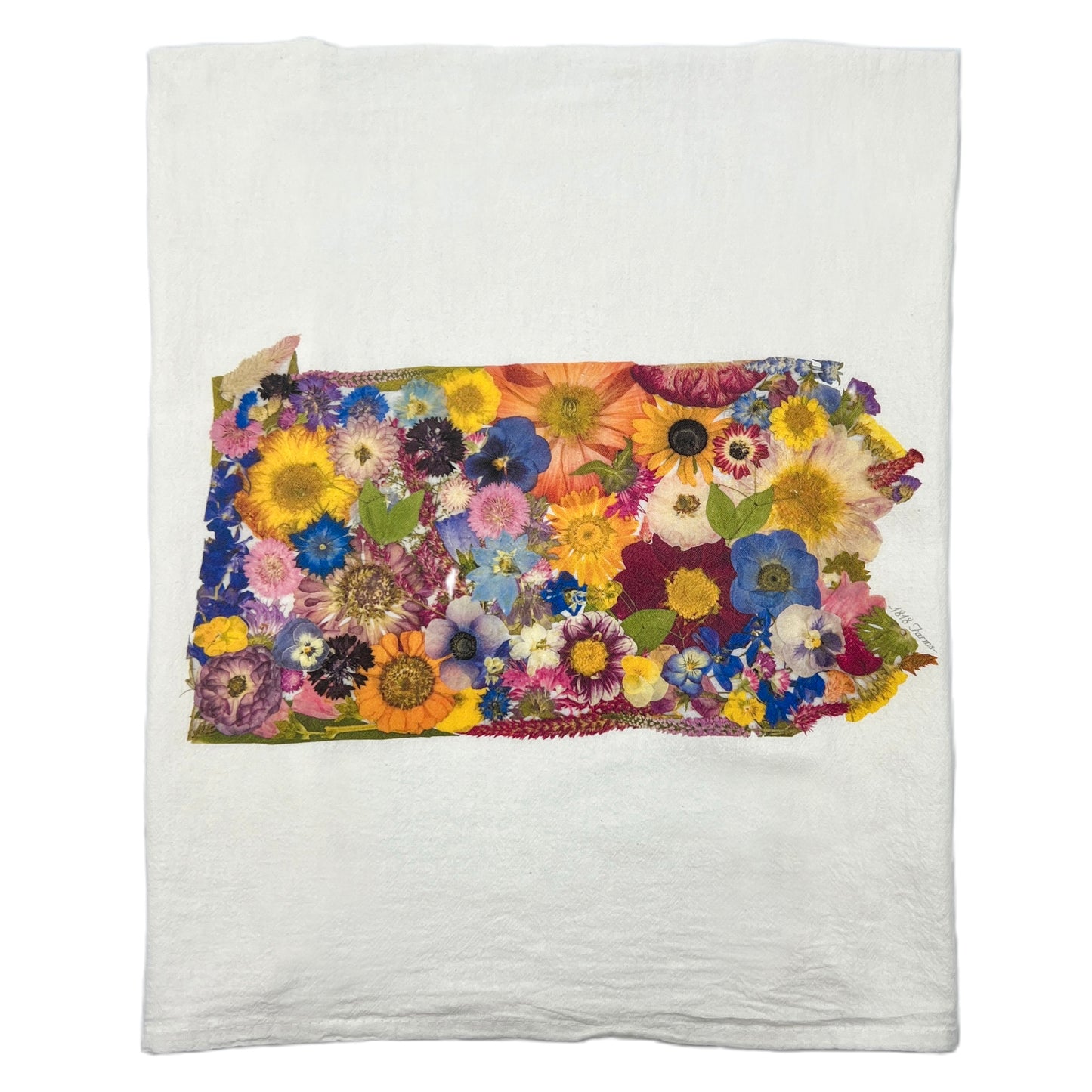 State Themed Flour Sack Towel  - "Where I Bloom" Collection Towel 1818 Farms Pennsylvania  