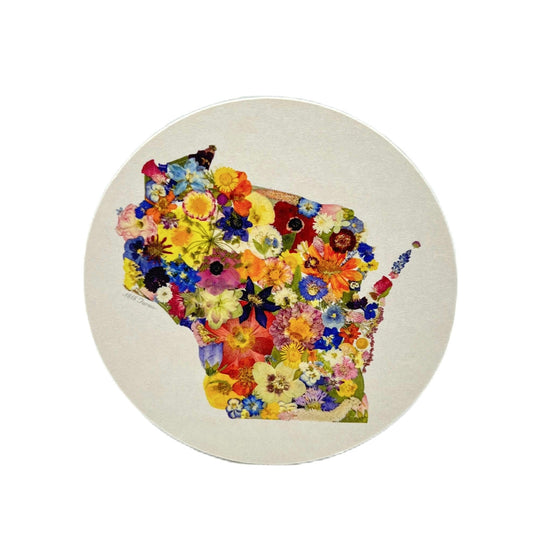 State Themed Drink Coasters (Set of 6)  - "Where I Bloom" Collection Coaster 1818 Farms Wisconsin  