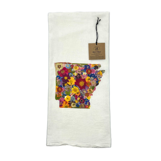 State Themed Flour Sack Towel  - "Where I Bloom" Collection Towel 1818 Farms Arkansas  