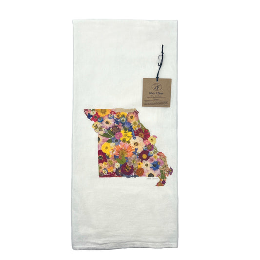 State Themed Flour Sack Towel  - "Where I Bloom" Collection Towel 1818 Farms Missouri  