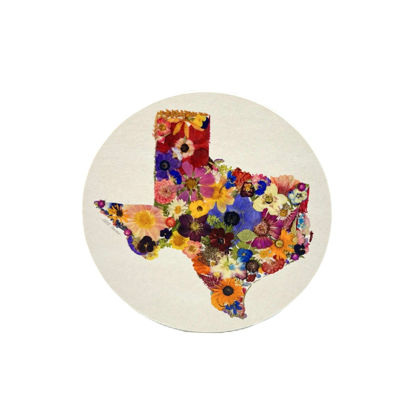 State Themed Drink Coasters (Set of 6) Featuring Dried, Pressed Flowers - "Where I Bloom" Collection Coaster 1818 Farms Texas  
