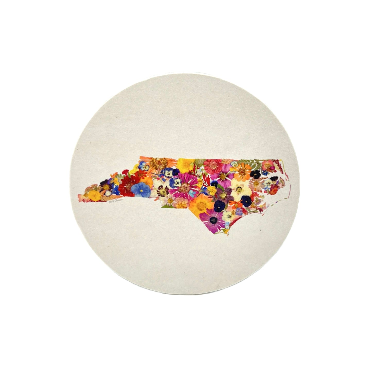 State Themed Drink Coasters (Set of 6) Featuring Dried, Pressed Flowers - "Where I Bloom" Collection Coaster 1818 Farms North Carolina  