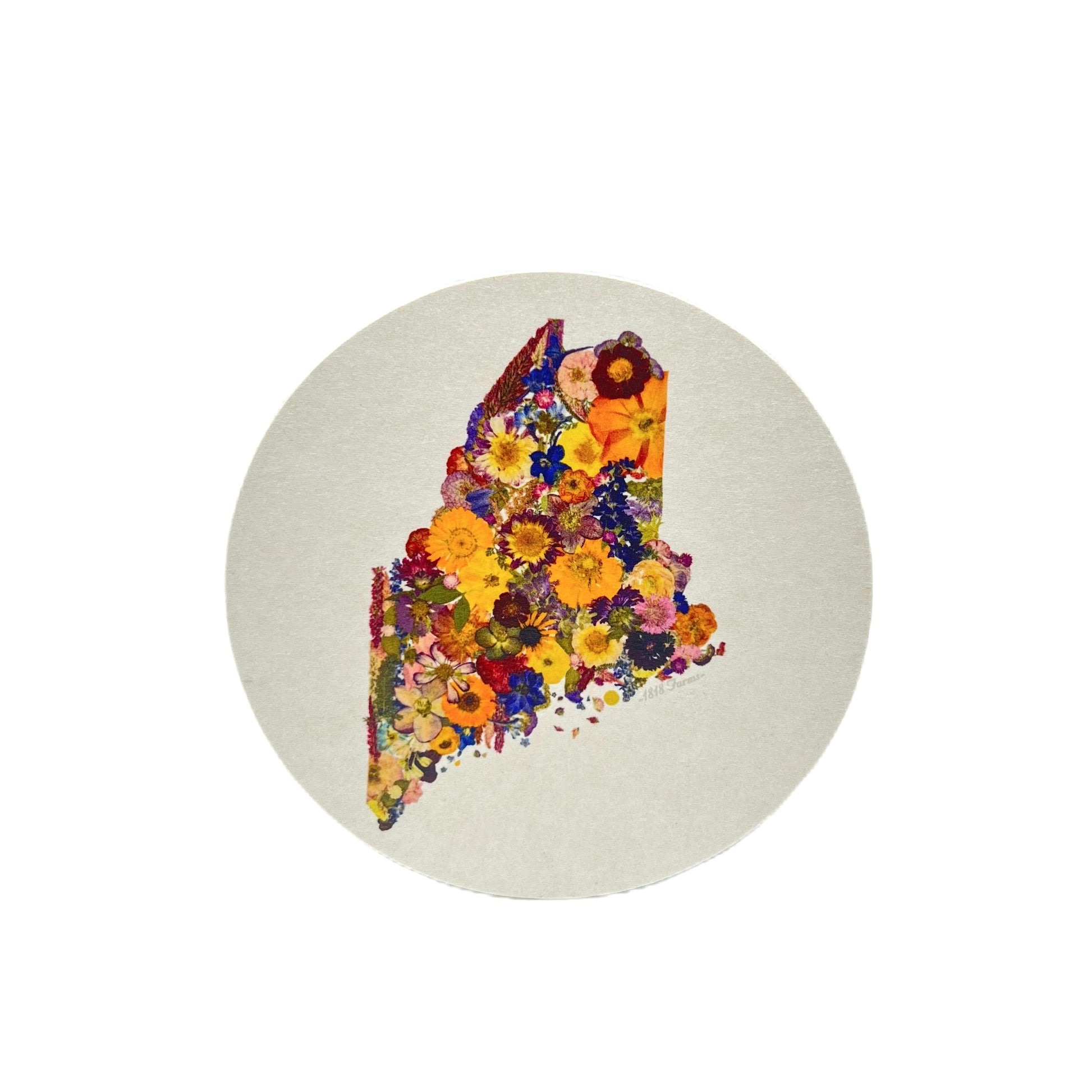 State Themed Drink Coasters (Set of 6)  - "Where I Bloom" Collection Coaster 1818 Farms Maine  