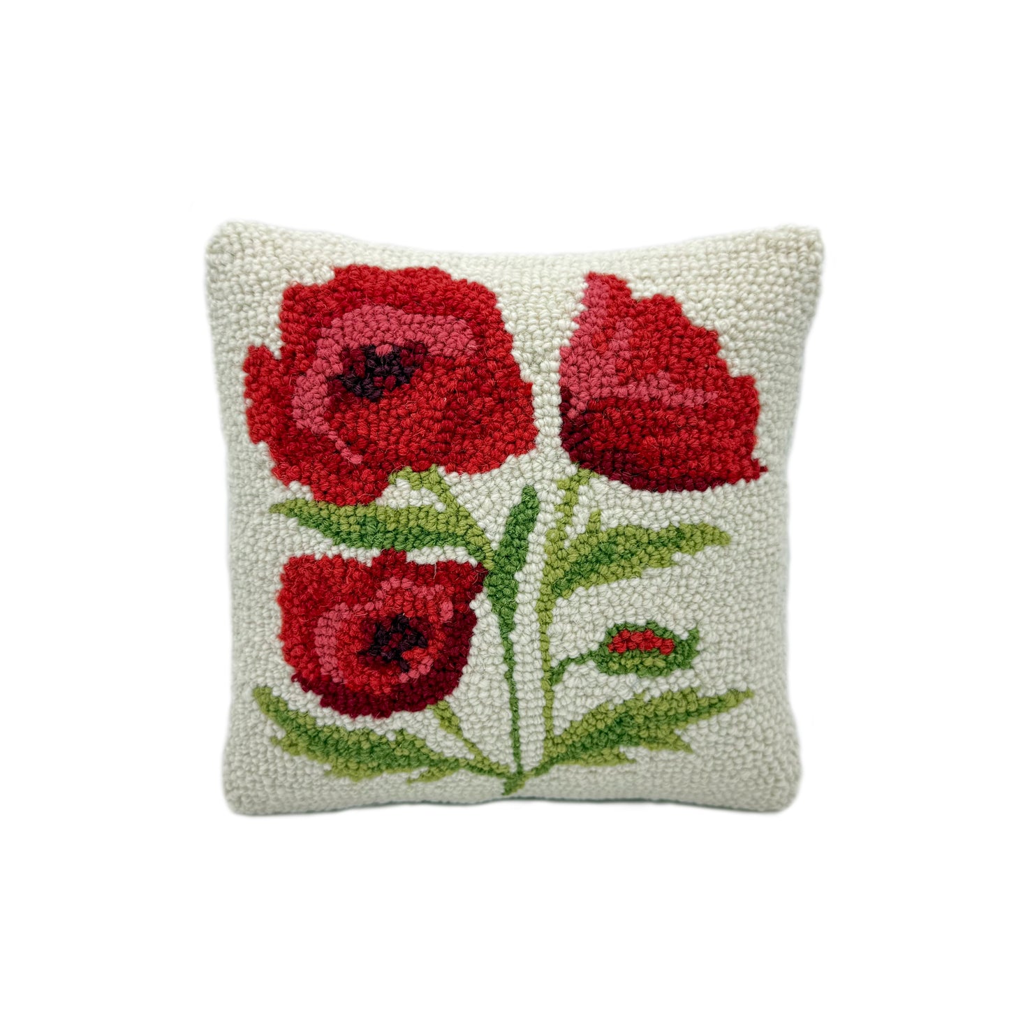Poppies Wool Hooked Pillow Pillow 1818 Farms