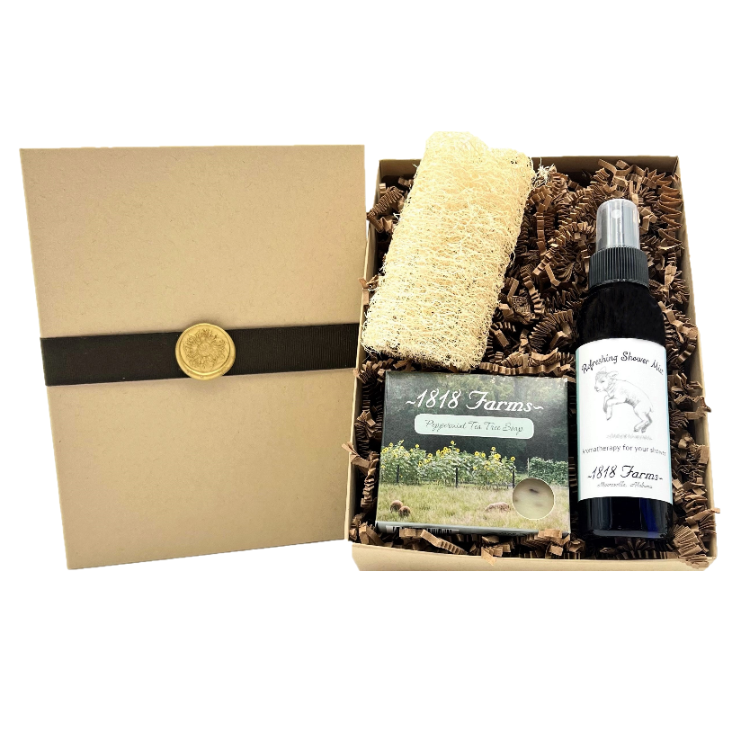 Shower Lover's Gift Box with Farm Grown Luffa Gift Basket 1818 Farms   