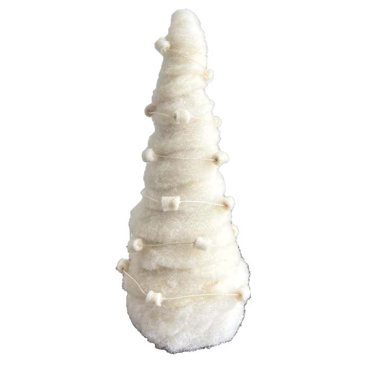 Handmade Babydoll Sheep Wool Roving Tabletop Christmas Tree  1818 Farms Small Cream/White 