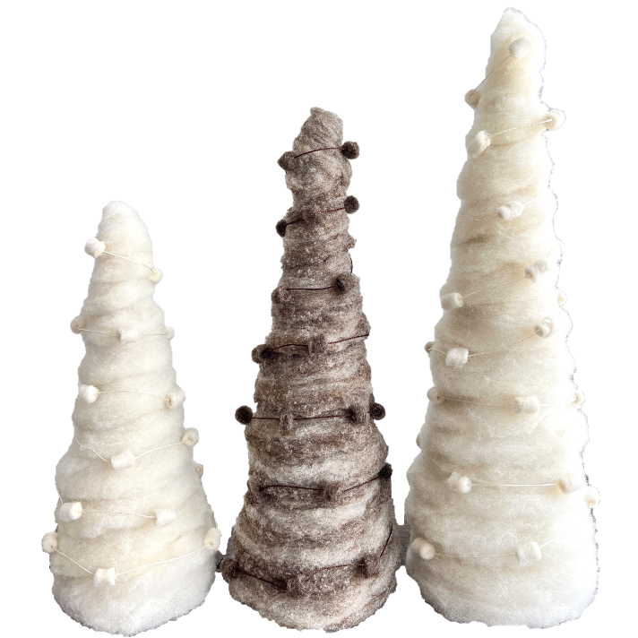 Handmade Babydoll Sheep Wool Roving Tabletop Christmas Tree | 1818 Farms