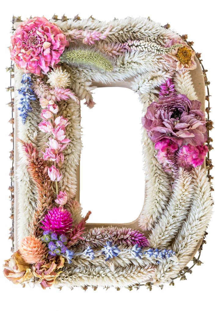  Romantic Floral Wreath Initial Letter K Flowers
