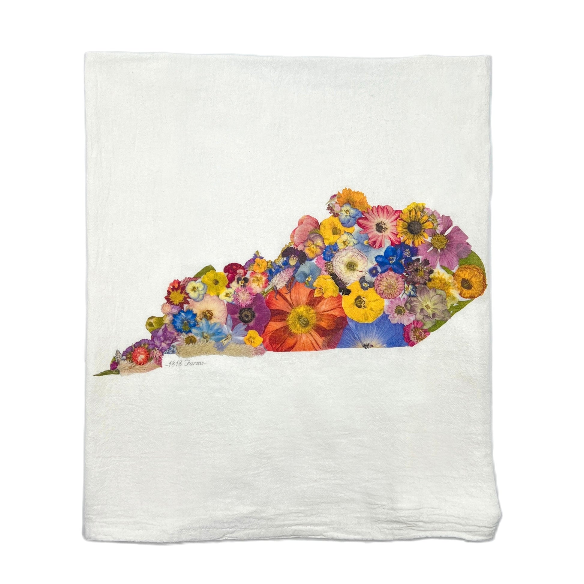 State Themed Flour Sack Towel  - "Where I Bloom" Collection Towel 1818 Farms Kentucky  