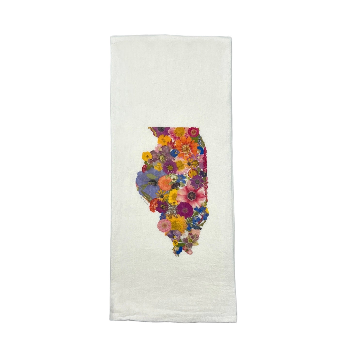 State Themed Flour Sack Towel  - "Where I Bloom" Collection Towel 1818 Farms Illinois  