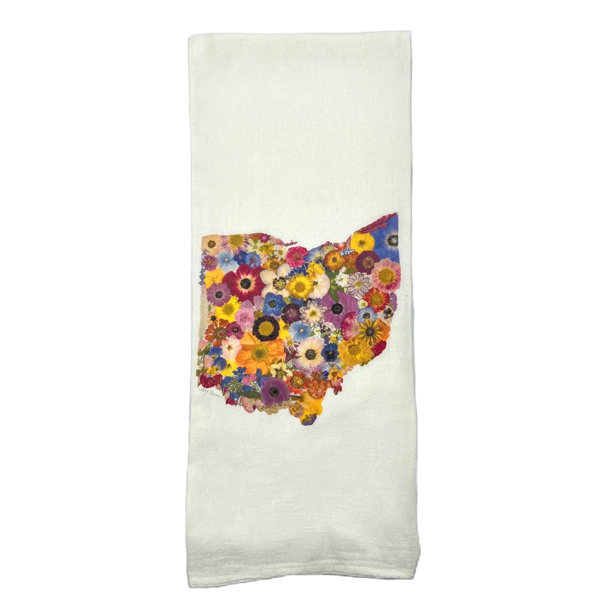 State Themed Flour Sack Towel  - "Where I Bloom" Collection Towel 1818 Farms Ohio  
